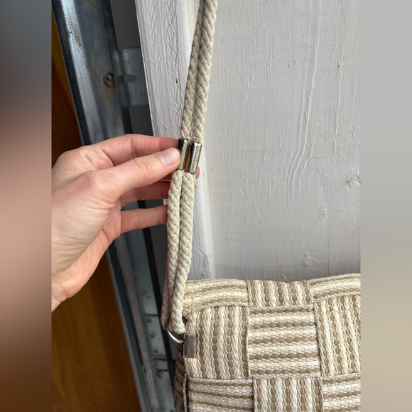 Vintage Woven Beige and Cream Shoulder Bag Bertini Italy - Picture 5 of 10